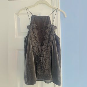 Velvet and Lace Gray Tank Top - DO + BE Size Small